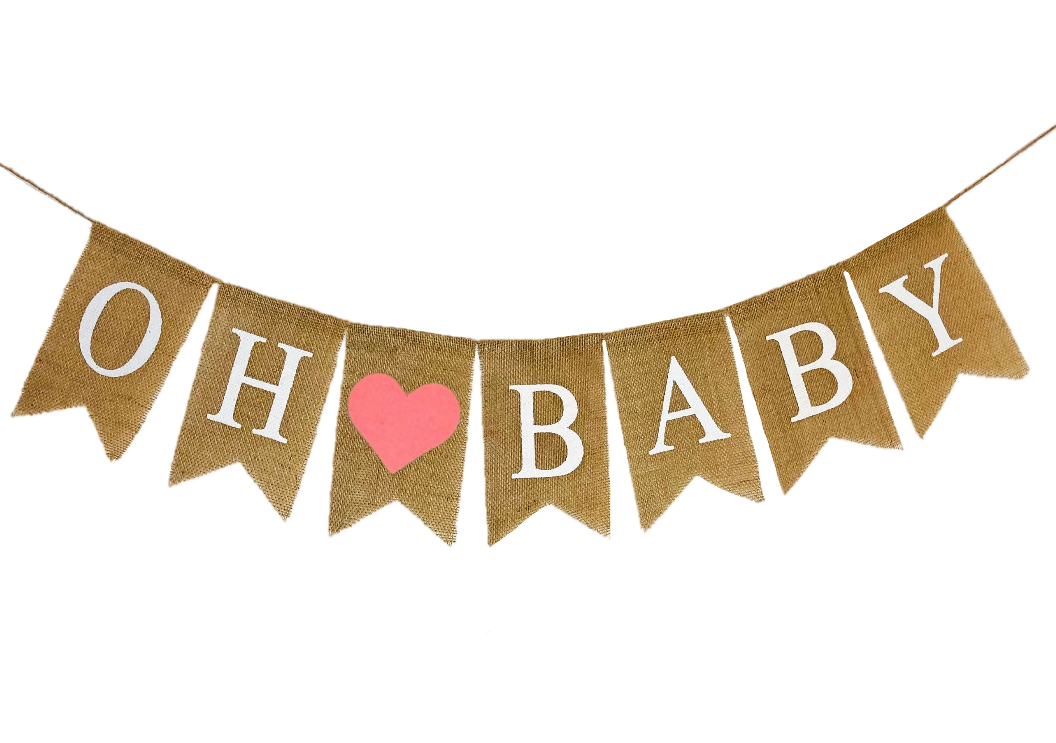 Shimmer Anna Shine Baby Burlap Banner Oh Baby Banner for Baby Shower Decorations and Gender Reveal Party (Pink)
